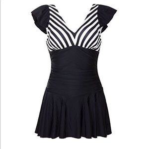 Black and white  retro swimsuit